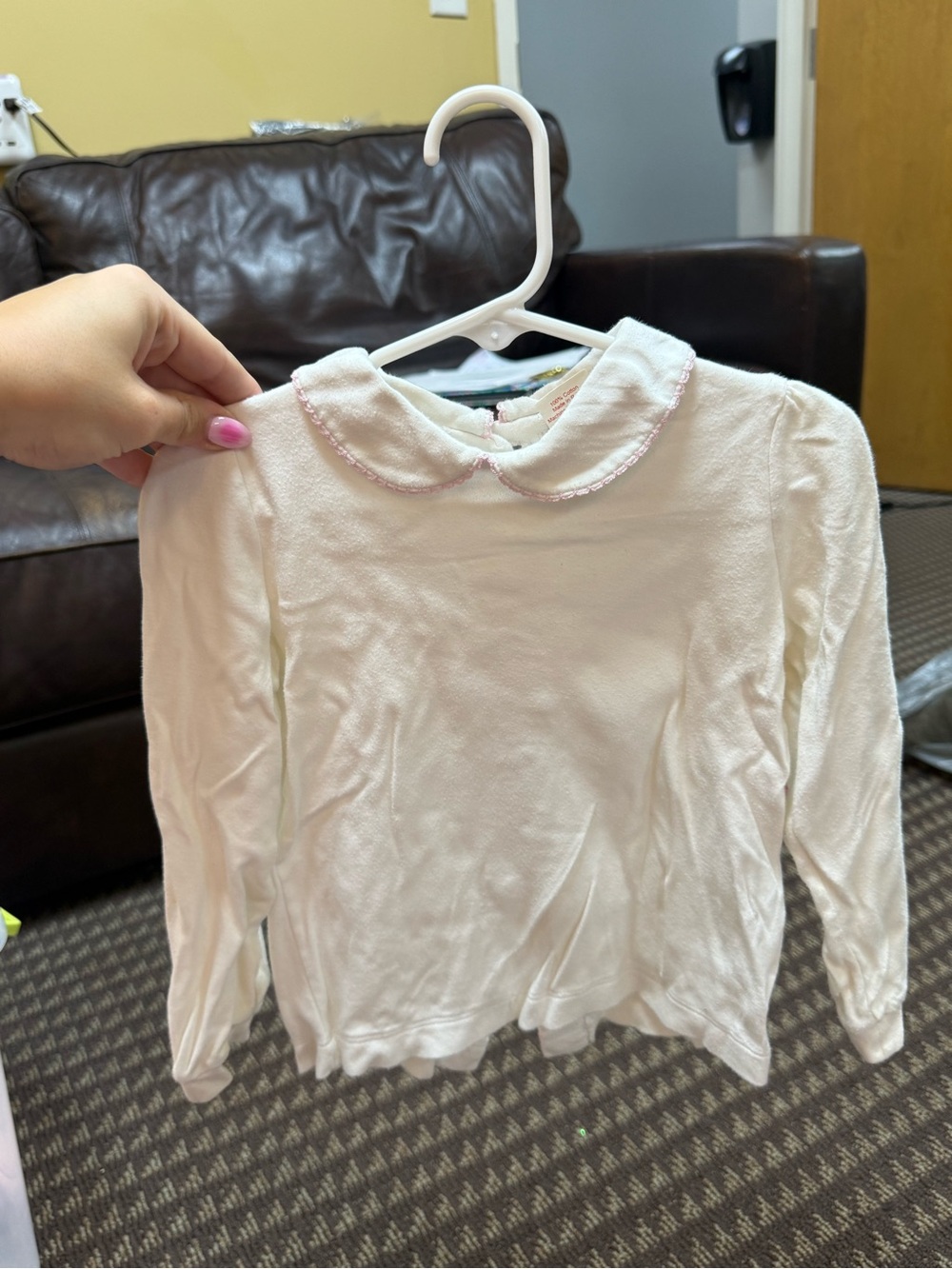 Toddler Long-Sleeve Peter Pan Collar Top - Pale Pink